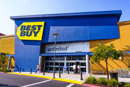 Front of a Best Buy retail store in Mountain View, CA.