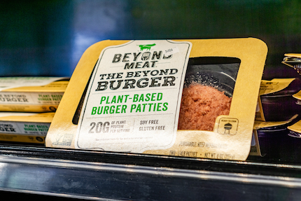 Beyond Meat burger packages available for purchase in a store