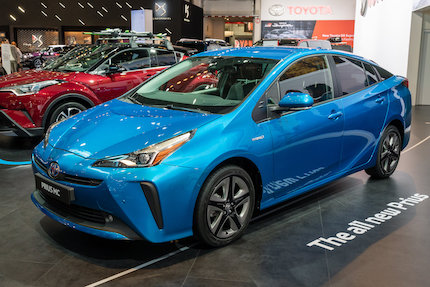 Blue Toyota Prius MC hybrid car