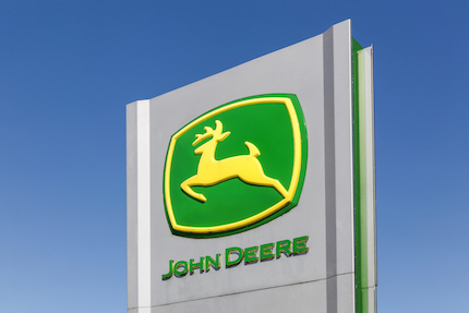 John Deere logo on sign