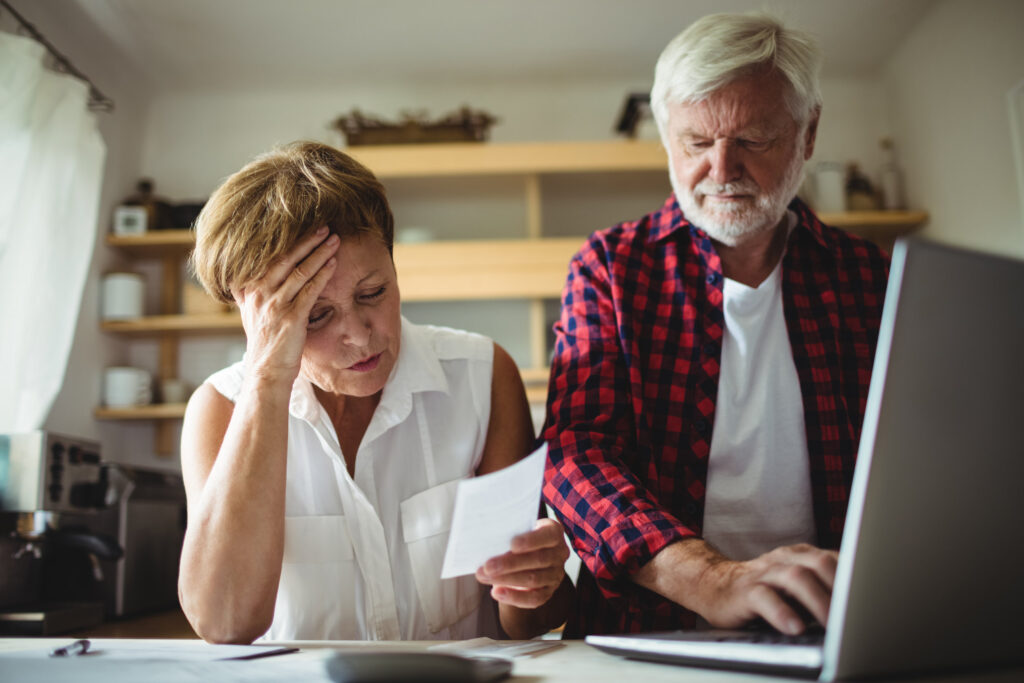 Senior couple worried about bills.