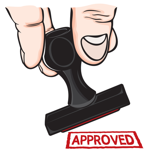 Hand and stamp Approved