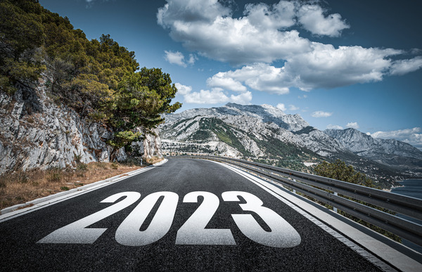 Empty road with 2023 written on it