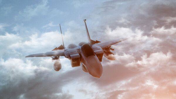 Fighter jet against a cloudy sky