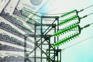 Electrical network on a background of money. The concept of raising electricity tariffs