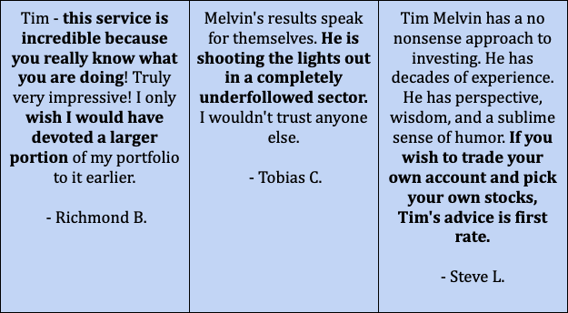 Various testimonials about Melvin.