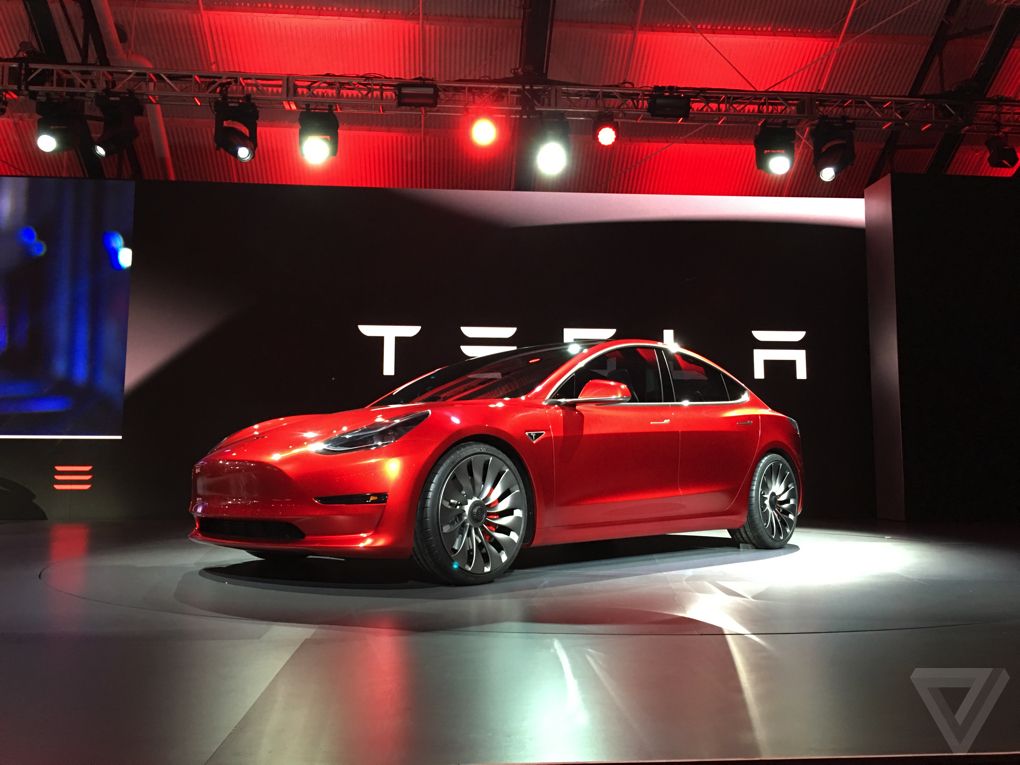 Tesla car in a show room