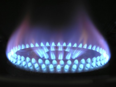 Blue flame of a gas stove
