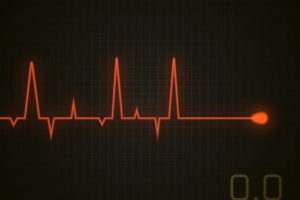 Heart beat dead graphic. Vector heart pulse isolated on black. Medical background.