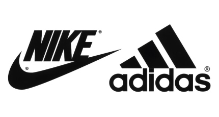 Nike and Adidas logos as the companies battle it out for primacy in the athleisure wear space
