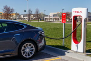 Lafayette - Circa April 2018: Tesla Supercharger Station. The Supercharger offers fast recharging of the Model S and Model X electric vehicles II