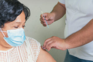 close-up view of the vaccination process in the elderly