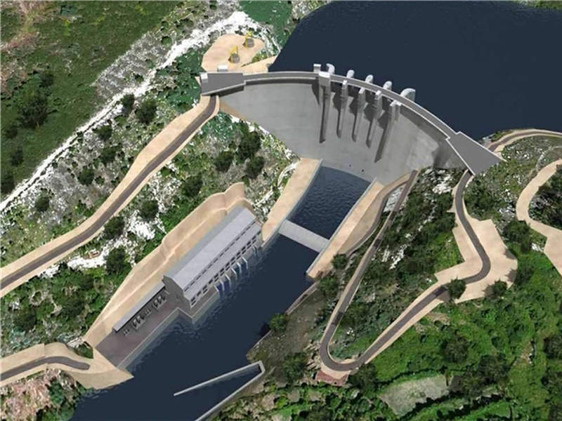 CGI image of a hydroelectric dam