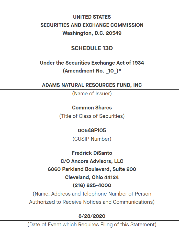 Screenshot of filing for a fund that was liquidating.