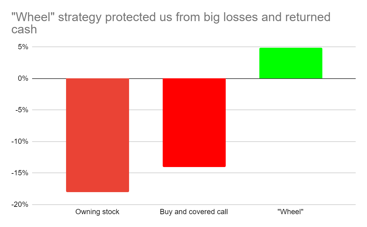 Graph showing how Profit Wheel can protect you from market downturn.