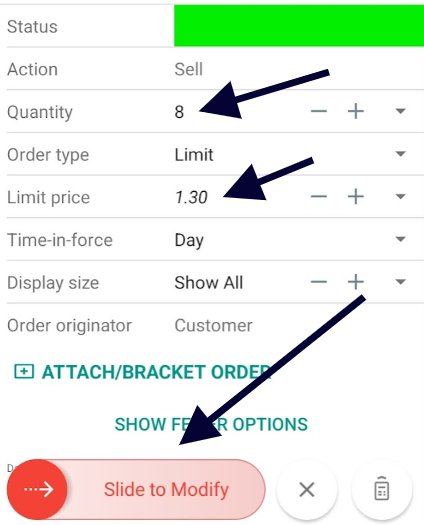 Image showing the few clicks needed for a covered call.