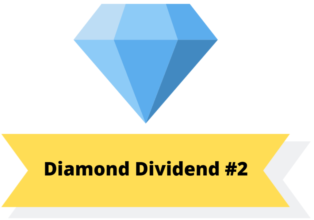 Diamond with a banner that says "Diamond Dividend #2"