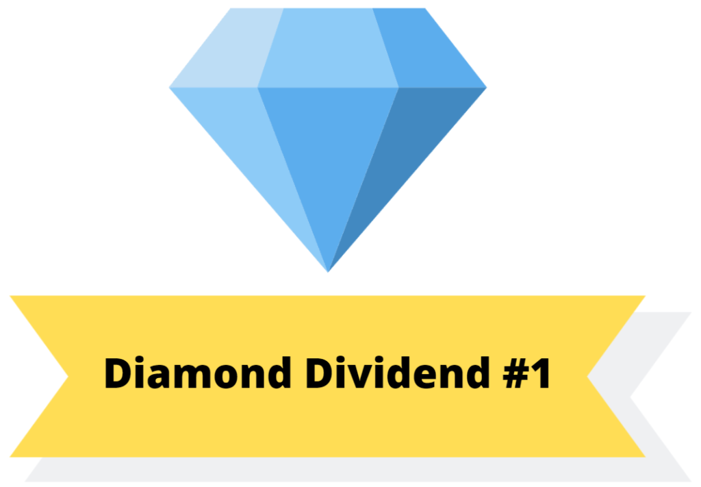 Diamond with a banner that says "Diamond Dividend #1"