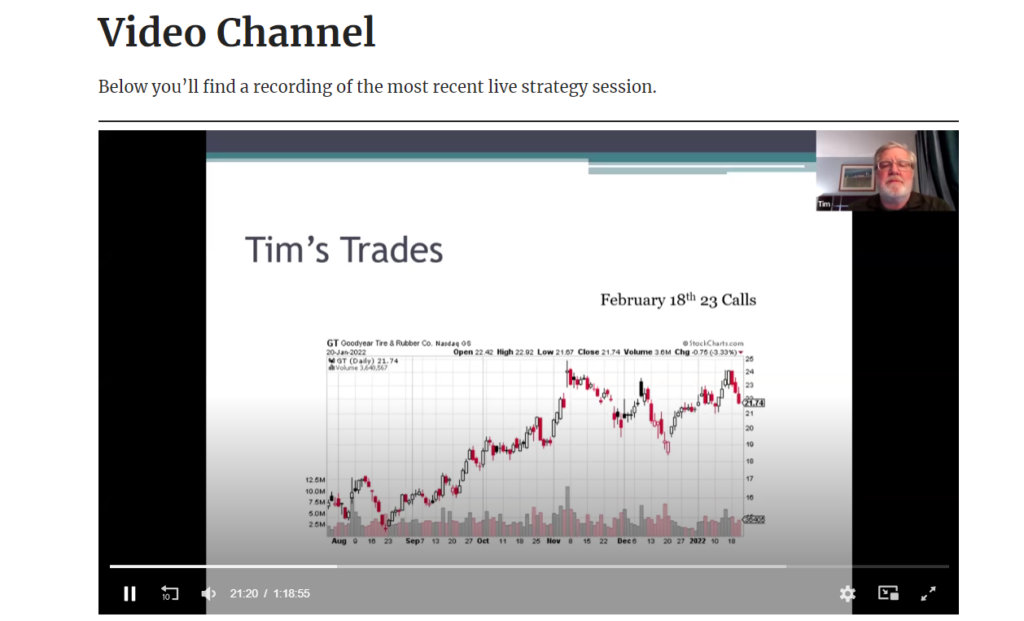 Screenshot of the video channel in the WIA member's area.