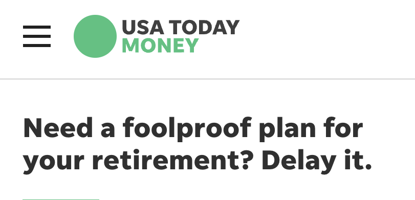 USA Today headline talking about retirement.