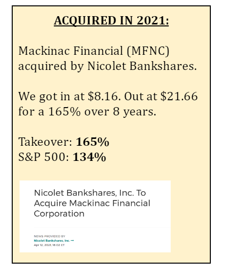 Info on bank takeover.