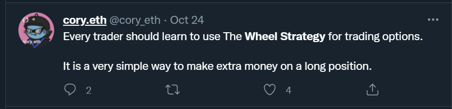 Tweet praising the wheel strategy.