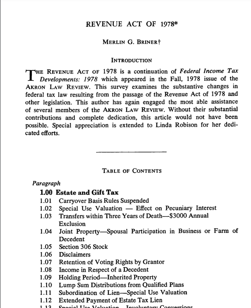 Screenshot of The Revenue Act of 1978.