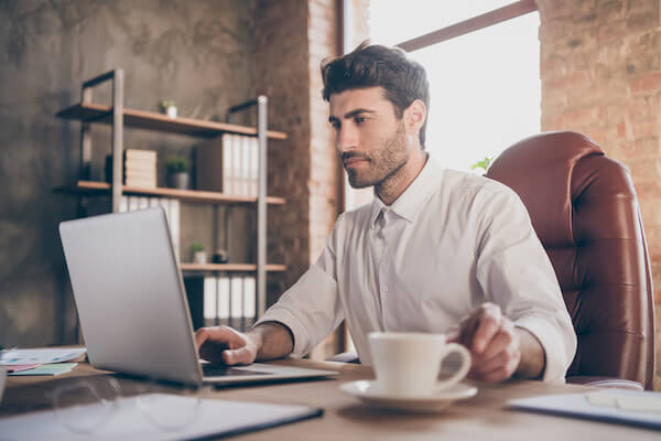 man working at his desk