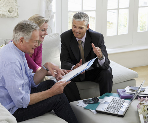 Man and woman with advisor