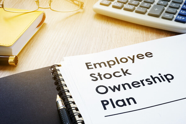 employee stock ownership plan written on notebook