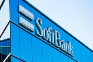 SoftBank sign at Silicon Valley SoftBank Vision Fund headquarters. SoftBank Group Corporation is a Japanese multinational conglomerate holding company - San Carlos, CA, USA - 2019