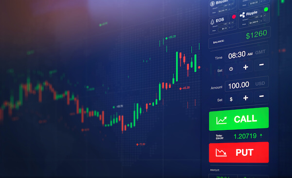 put vs call: stock exchange screen