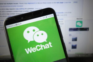 KONSKIE, POLAND - August 18, 2019: WeChat logo displayed on mobile phone